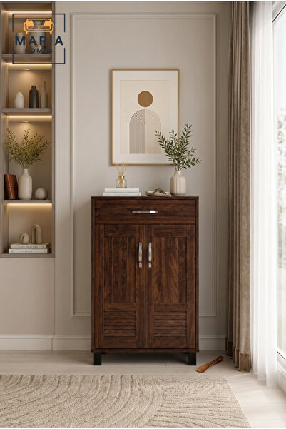 MARIA HOMES 2 Door Storage Cabinet with Drawer – Wooden Organizer Cabinet for...