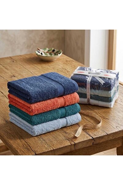 Livoras Home 4'lü El / Yüz Havlu Set Lacivert, Yeşil , Tarçın, Açık mavi