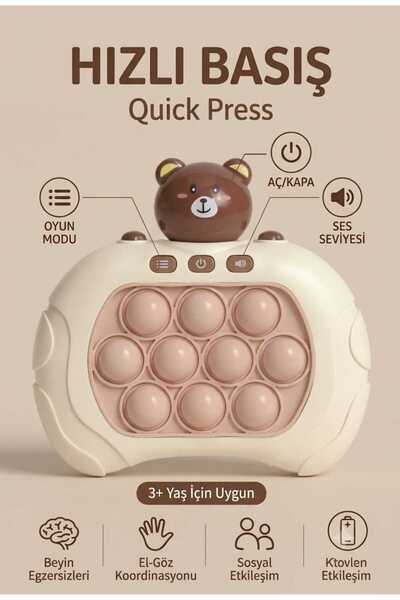Aksoy Toys Elektronik Ayıcıklı Pop It Hızlı Basma- Eğitici Çocuk Oyuncağı - 4...