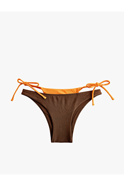 Koton Renk Kontrastlı Çift Bel Katmanlı İpli Bikini Altı