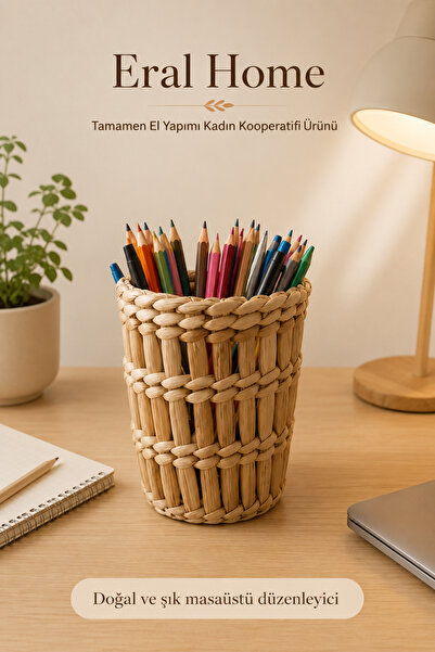 SS ERAL KOOP Handmade Wicker Pen Holder Desk Organizer 12 X 15 cm