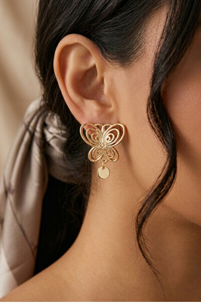 vue Gold Color Metal Butterfly Earrings Elegant and Modern Design