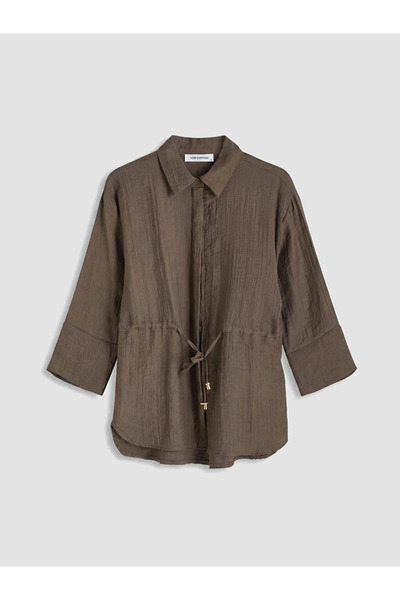 LC Waikiki Brown Textured Oversize Women's Shirt