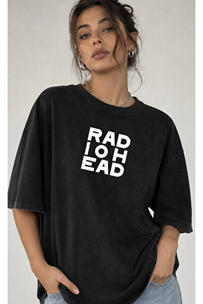 OPPPSSS Radiohead Eskitme Yıkamalı Oversize Tişört Ön Ve Arka Baskılı Alterna...