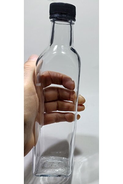 wellLine 500 ml Şeffaf Piramit Kilitli Kapaklı Ve Kavisli Boş Cam Şişe 1 Adet...