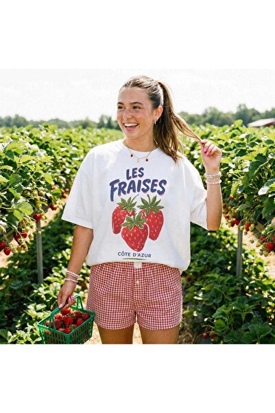 Grafftee Clothing Les Fraises Printed Unisex Oversize T-Shirt