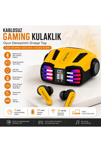 Ayers Kablosuz Oyuncu Kulaklık – Bluetooth 5.0 LED Işıklı Oyuncu Kulaklığı, D...