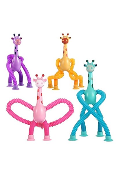 Toybox 4Pcs Telescopic Suction Cup Giraffe Toy - Sensory Tube Fidget Toddler ...