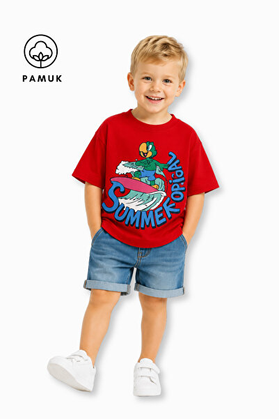 difa kids Tricou de vară pentru băieți, cu mânecă scurtă, cu imprimeu Papagal