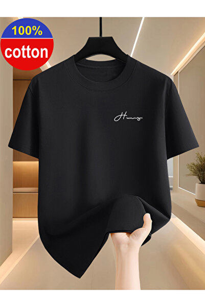 121 Cotton, Men's Summer Short Sleeve T-Shirt, Round Neck Half Sleeve Top, Si...