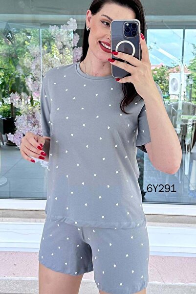 İnce Topuk 100% Cotton Single Jersey Combed Cotton Shorts Pajama Set 6Y291