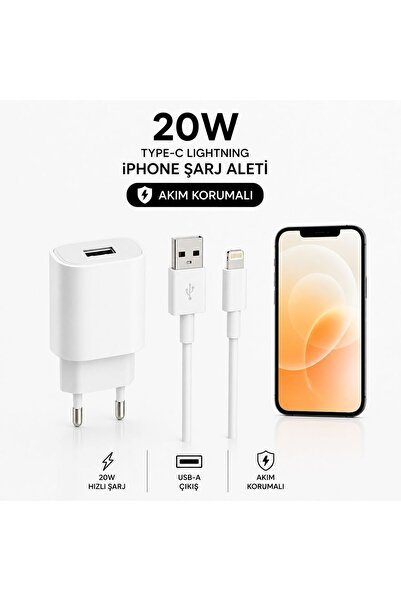 iPHONE Uyumlu 18W Hızlı Şarj Aleti Kablo Dahil Hızlı Şarj Cihazı
