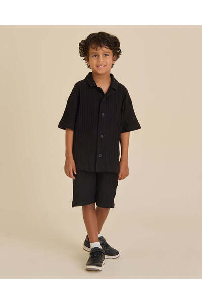 REDTAG Boys Black Shirt And Shorts Set