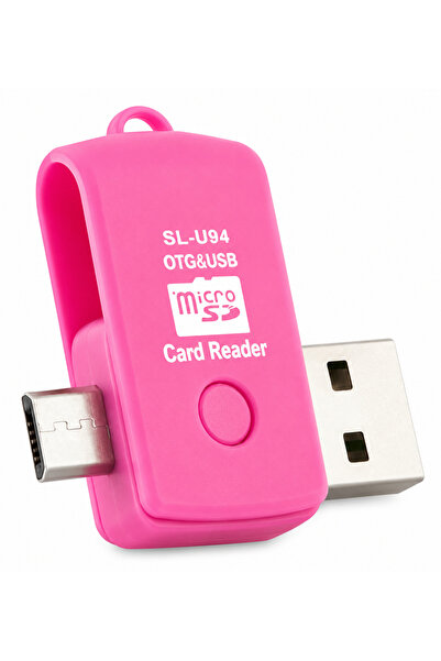 AL-TECH BİLİŞİM Micro SD Kart Okuyucu OTG USB Bellek Aktarım Adaptörü Pembe A...
