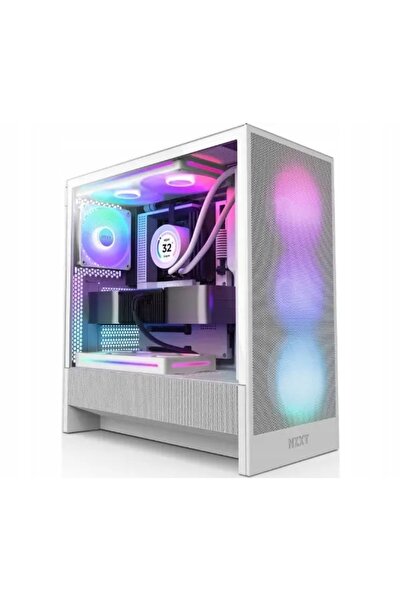 Kraft&dele Carcasă PC NZXT H5 Flow RGB Midi Tower ATX cu fereastră laterală Albă
