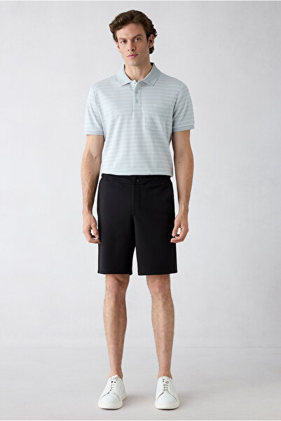 Kiğılı Techno-Line Regular Fit Knitted Flexible Sweat Shorts with Snap Fasten...