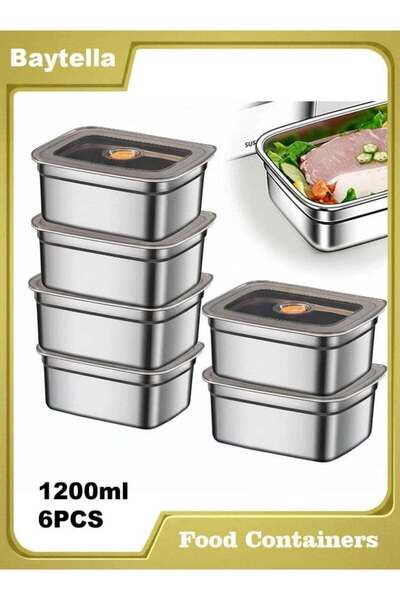 Generic baytella 6 Pcs 1200ml Stainless Steel Food Storage Containers with Ai...