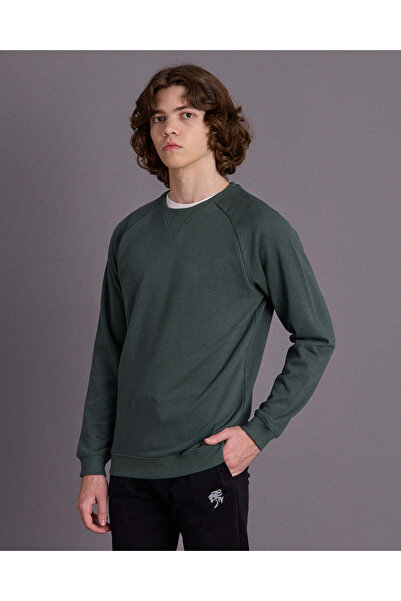 REDTAG Senior Boys Green And Beige 2 Pieces Sweatshirt Set