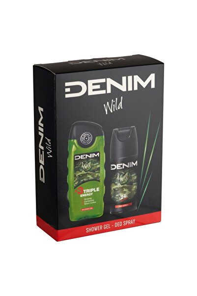 Denim Set cadou bărbați Wild – Gel de duș 250 ml + Deo spray 150 ml, 3x Tripl...