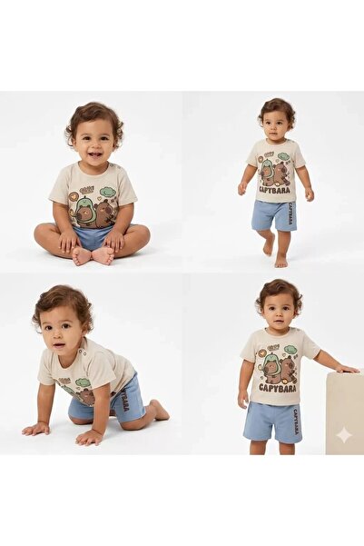 Generic Brand 9/24 Month Capybara Printed Baby Set with Shorts