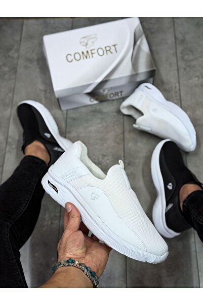 Comfort Ayakkabı Men's Daily Comfortable Light Sole Slip-On Sports Shoes Black
