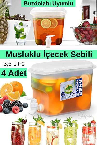 Shopura Musluklu Buzdolabı Sebili Seyyar Su Sebili, Limonata Sebili, Detox Su...