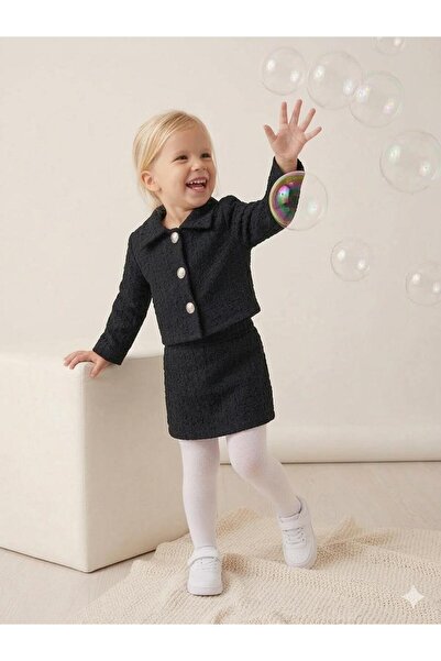 MonAlisa Kids Girl's 2-Piece Black Tweed Set