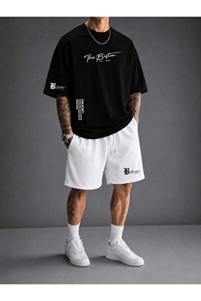 LOTS MODA Boston Signature T-Shirt and Shorts Set