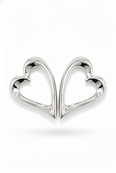 Jack Ferrero Silver Color Heart Shaped Stylish and Modern Bijoux Earring Pair