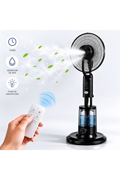 Infiniteea ™   Ventilator cu pulverizare de apă, 75W, 43cm, 3 viteze, Tempori...