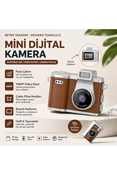 Asfal Mini Dijital Retro Kamera 1080P HD Video Kayıt Ekranlı Fotoğraf Makines...