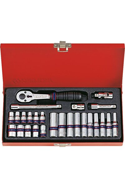 King Tony SET DE CAPACE 1/4 HEXAGONALE 26 BUCĂȚI 4-13MM CU ACCESORII