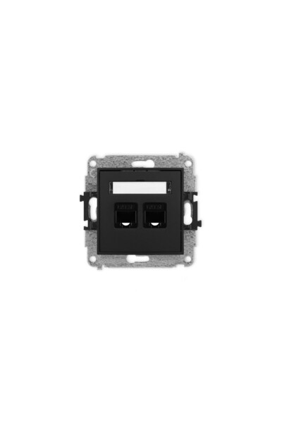 KARLIK ICON Mecanism priză dublă pentru computer 2xRJ45, cat. 5e, 8 pini negr...