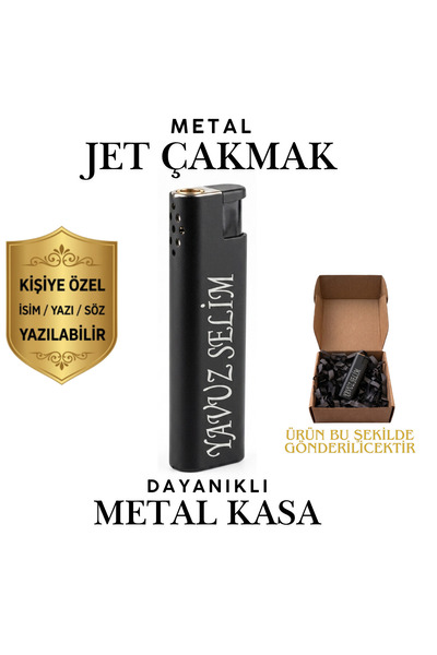 YURJET Kişiye Özel İsim Yazılı Metal Çakmak - Lazer İşlemeli Hediye Çakmak
