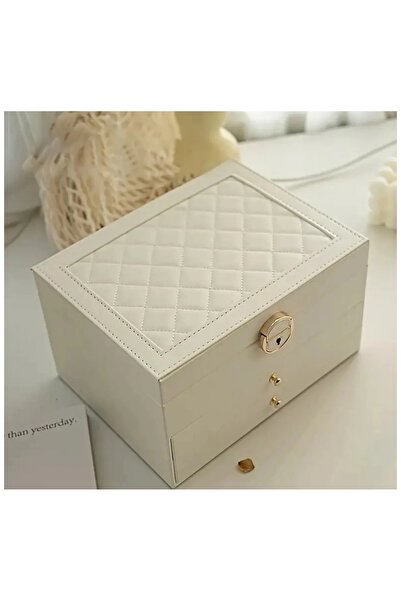 parlahome Lockable Leather Look Jewelry Box |   Multi-Tier Drawer Jewelry and...