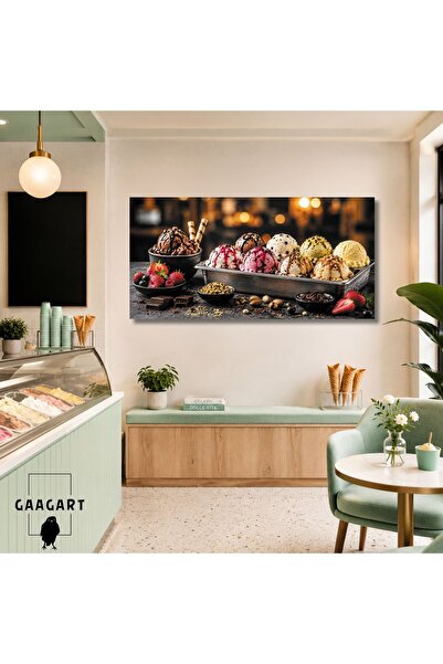 GAAGART Panoramik Kanvas Tablo Dijital Baskı Dondurma Kafe Tatlı Tablosu
