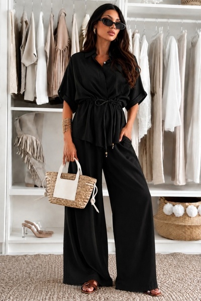 FashionForYou Υπερμεγέθες κοστούμι AZMIRA, αέρινη μπλούζα και χαλαρό παντελόν...