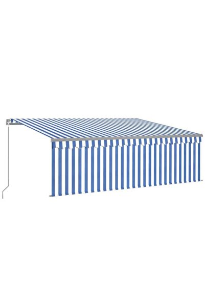 vidaxl Copertină retractabilă manuală cu rulou și LED, Albastru și Alb, 4,5 x...