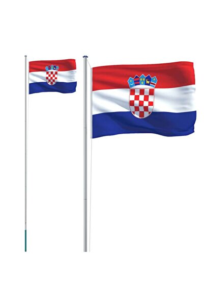 vidaxl Steagul Croației și stâlp de aluminiu, 6,08 m
