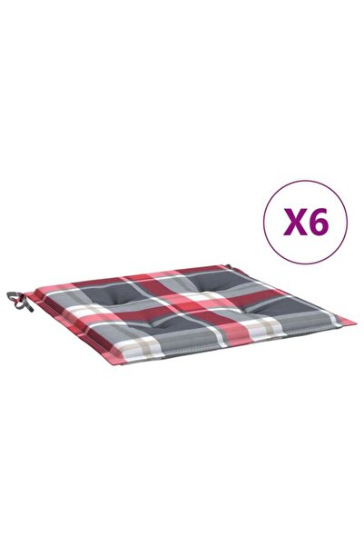 vidaxl Perne de scaun cu model în carouri, 6 bucăți, 40 x 40 x 4 cm, textil O...
