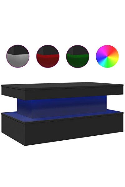vidaxl Măsuță de cafea cu lumini LED, negru, 90x50x40 cm