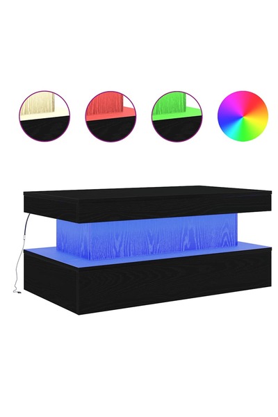 vidaxl Masuta de cafea cu lumini LED Stejar negru 90x50x40 cm