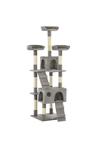 vidaxl Ansamblu de joacă pentru pisici cu stâlpi din sfoară de sisal, 170 cm,...