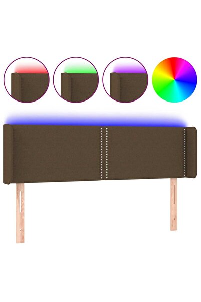 vidaxl Tăblie de pat cu LED, maro închis, 147x16x78/88 cm, textil