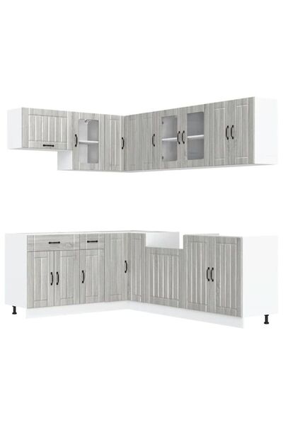 vidaxl Set de bucătărie din 11 piese "Lucca" Lemn gri Sonoma