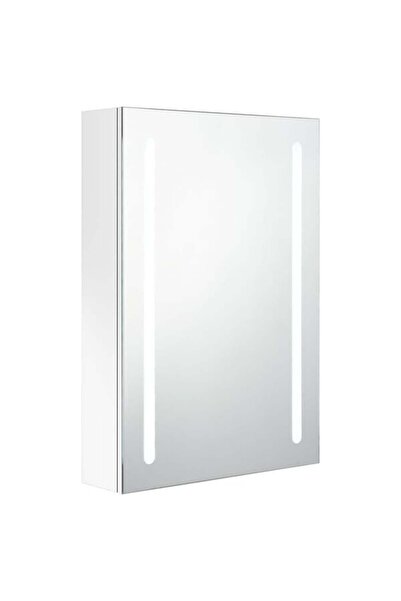 vidaxl Dulap de baie cu oglindă și LED, alb lucios, 50 x 13 x 70 cm