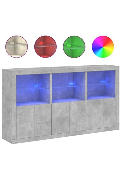 vidaxl Comodă cu lumini LED, gri beton, 181,5 x 37 x 100 cm