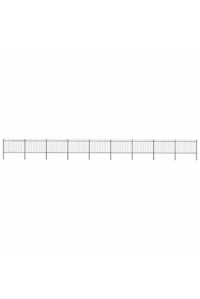 vidaxl Gard de grădină cu vârf circular din oțel 1603,5 x 120 cm, negru