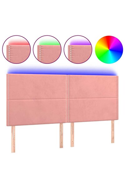 vidaxl Tăblie de pat cu LED, roz, 200x5x118/128 cm, catifea