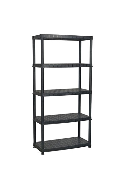 vidaxl Raft de depozitare cu 5 niveluri, negru, 85 x 40 x 185 cm, plastic
